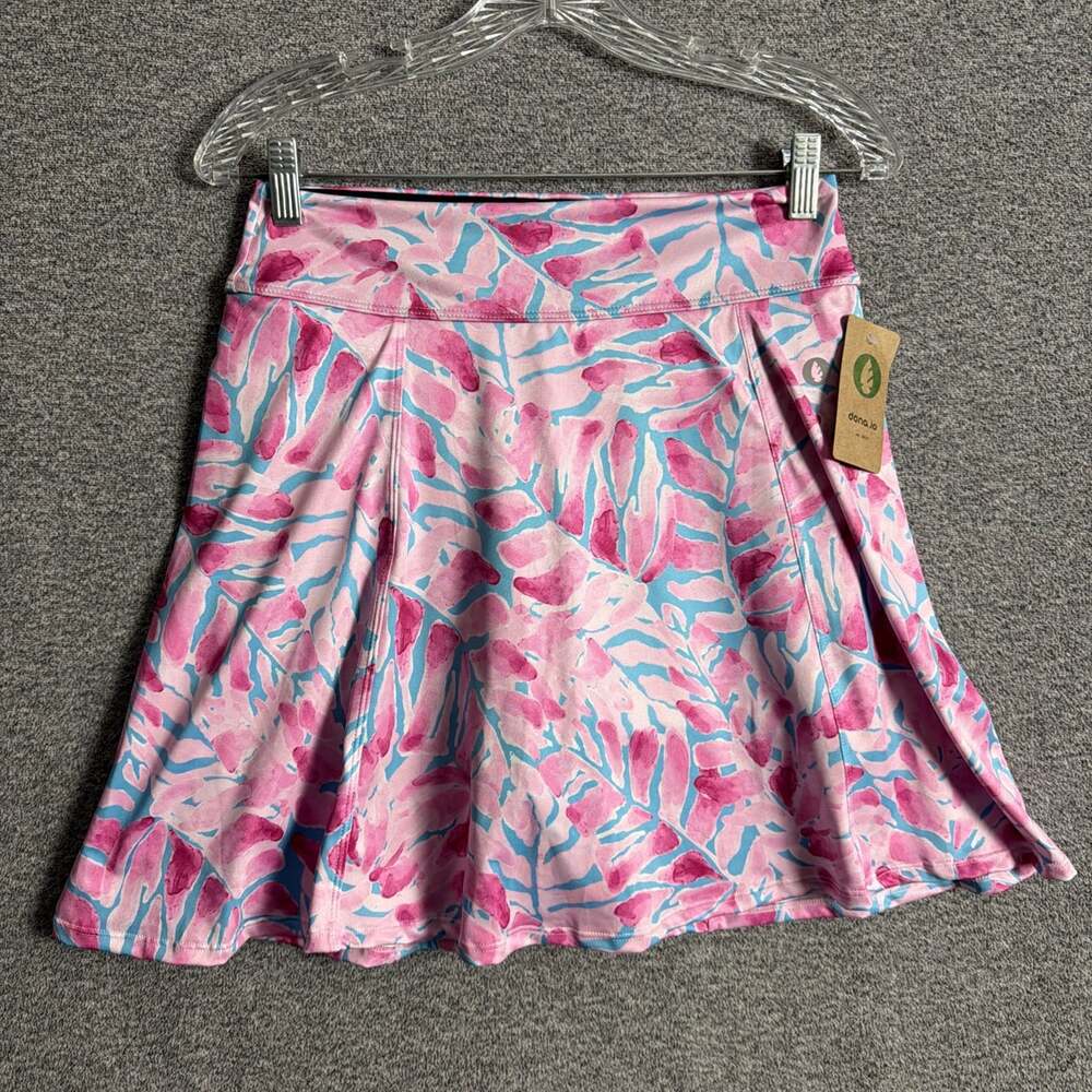 NWT Dona Jo Women's LARGE Small Colorful Print Pull On Stretch Activewear Skort